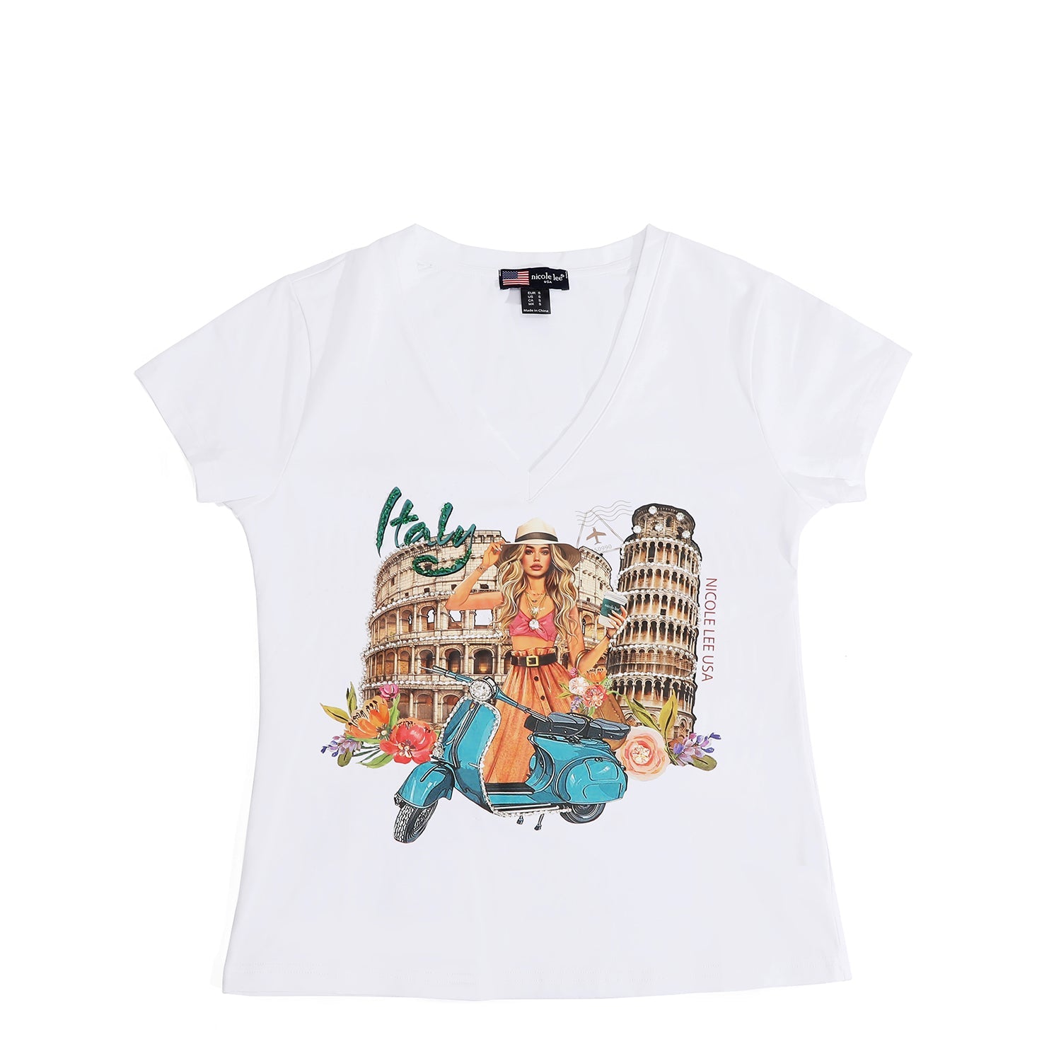 T-SHIRT COL V MODE (<tc>MARTHA TRAVELS ITALY</tc>)