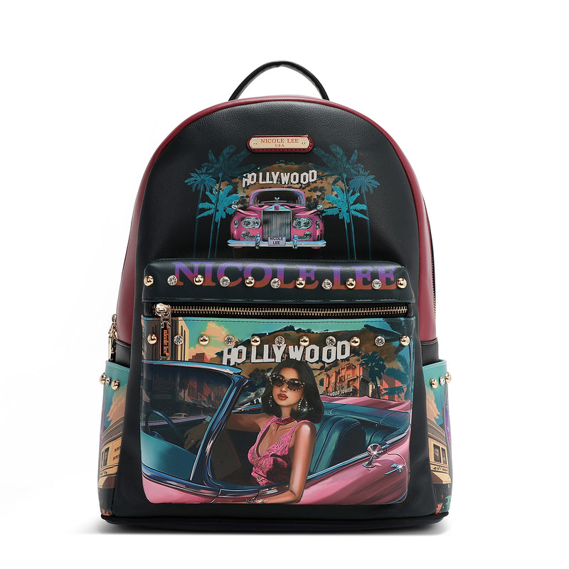 GROSSER RUCKSACK MIT USB-LADEANSCHLUSS UND TASCHE (<tc>HOLLYWOOD DRIVE</tc> )