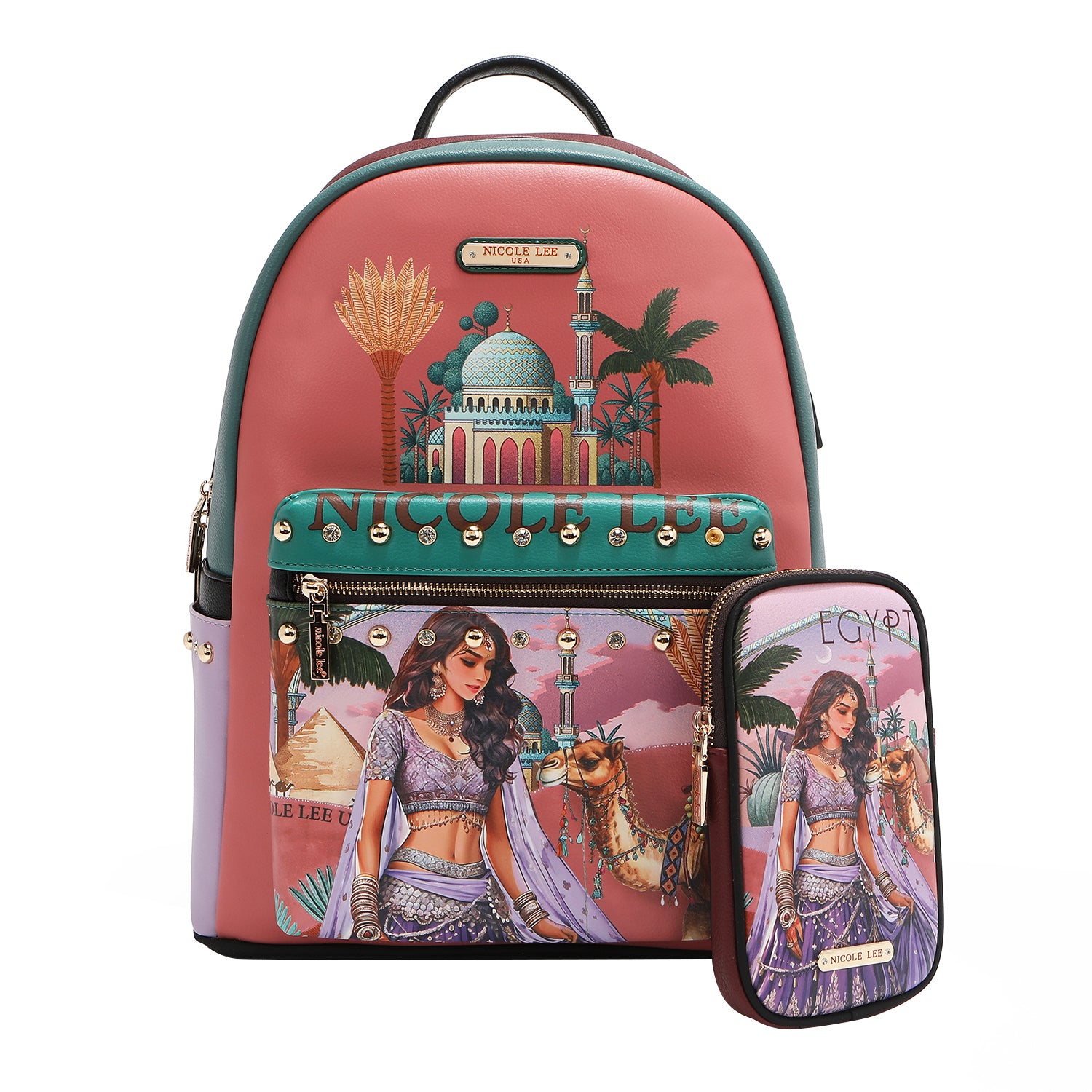 GROSSER MODERNER RUCKSACK MIT USB-LADEANSCHLUSS UND TASCHE (<tc>QUEEN CLEOPATRA</tc>)