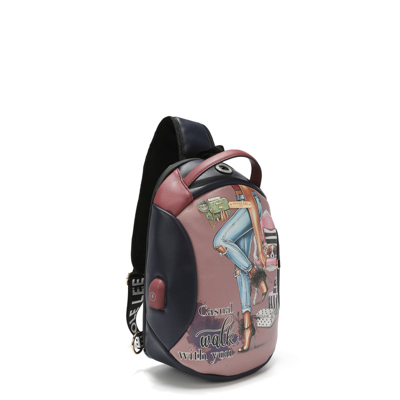 "SLING" BACKPACK WITH USB CHARGING PORT AND HEADPHONE OUTPUT