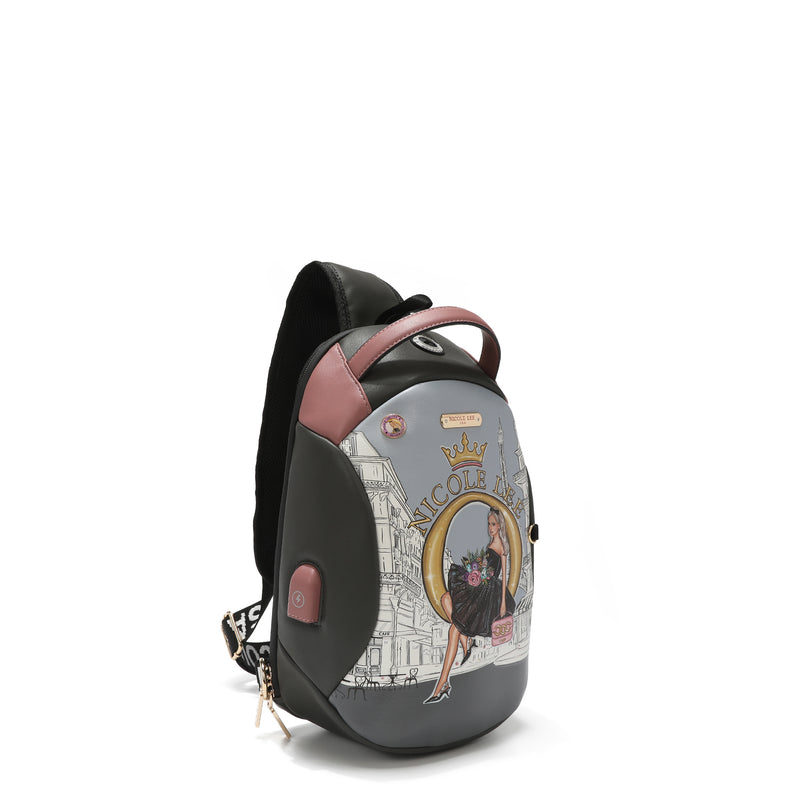 "SLING" BACKPACK WITH USB CHARGING PORT AND HEADPHONE OUTPUT