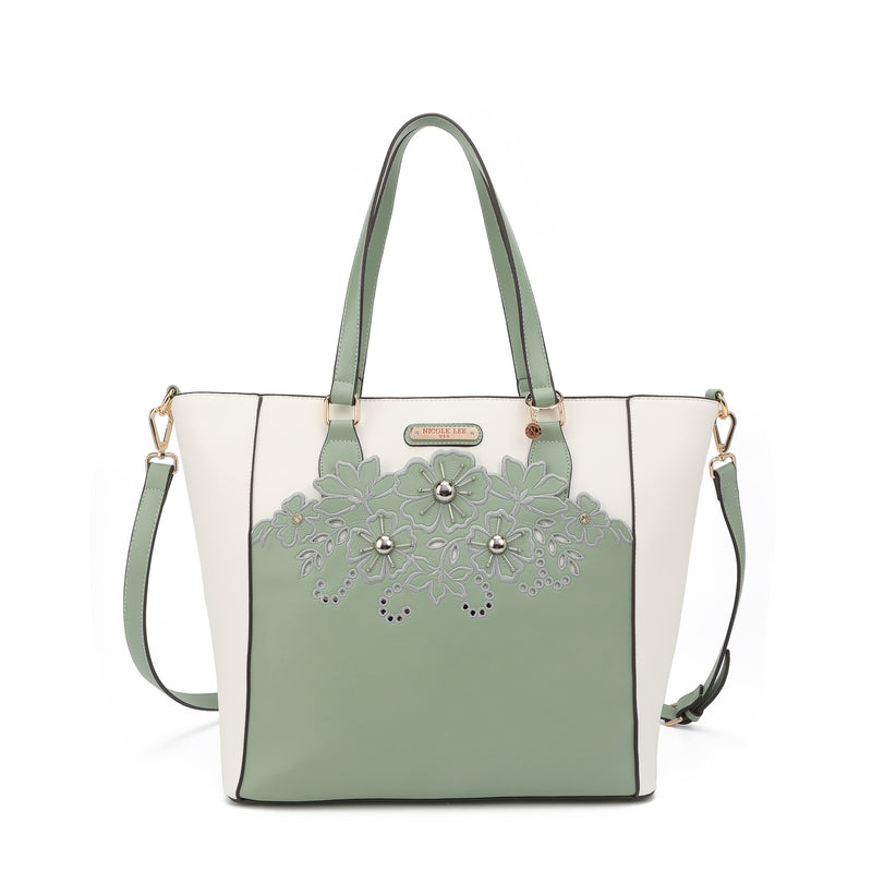 SHOPPER BAG WITH FLORAL EMBROIDERY