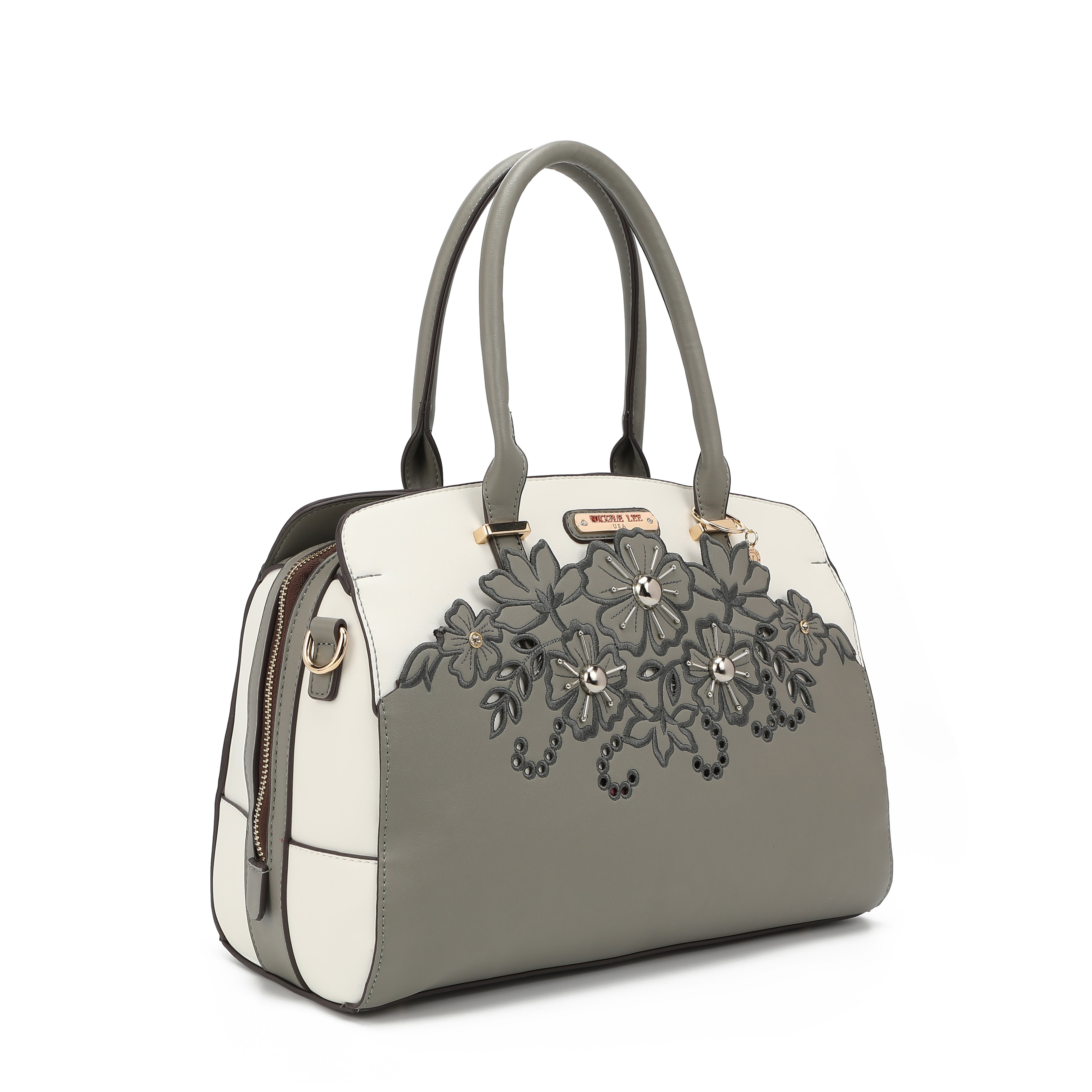 Baultasche mit blumiger Stickerei