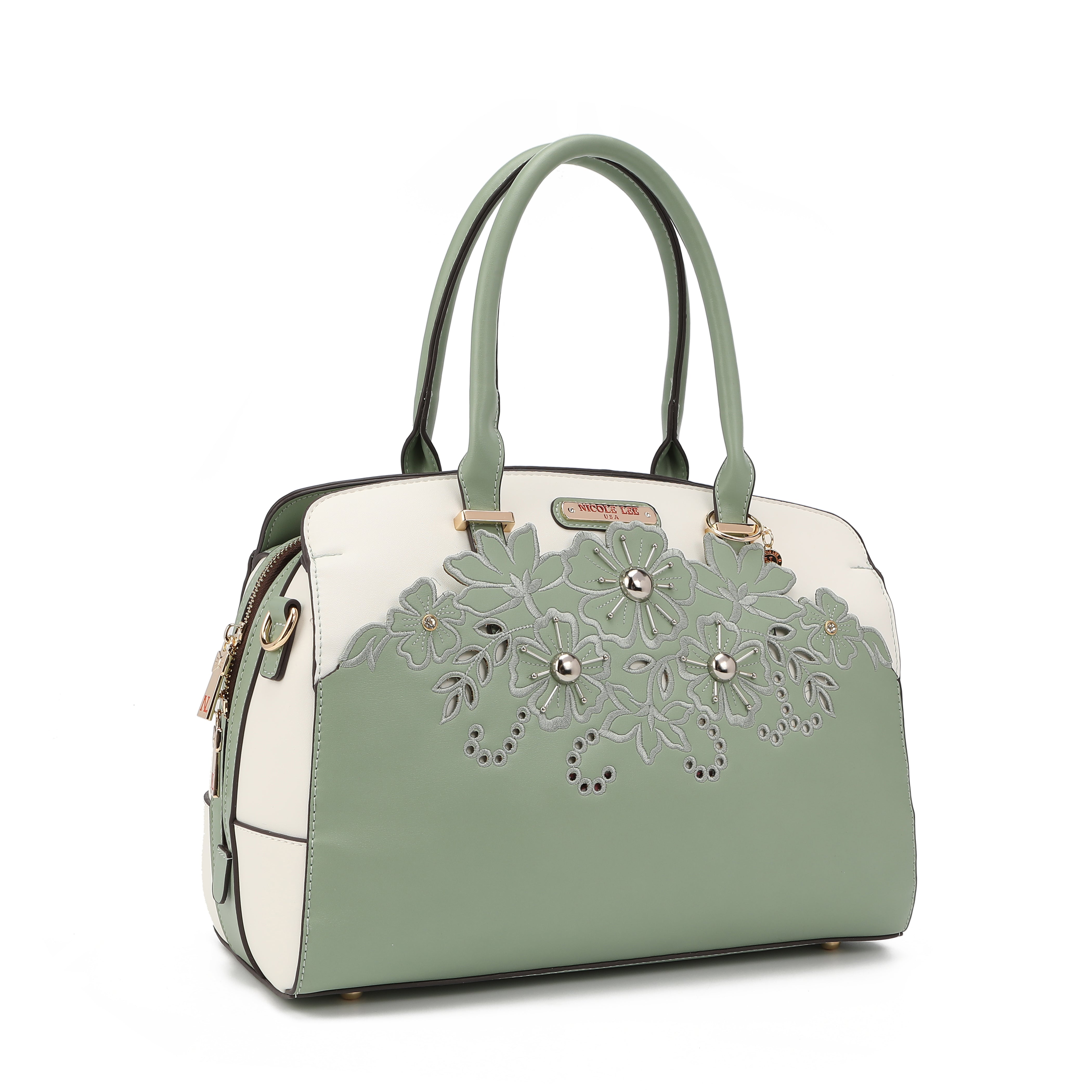 Baultasche mit blumiger Stickerei
