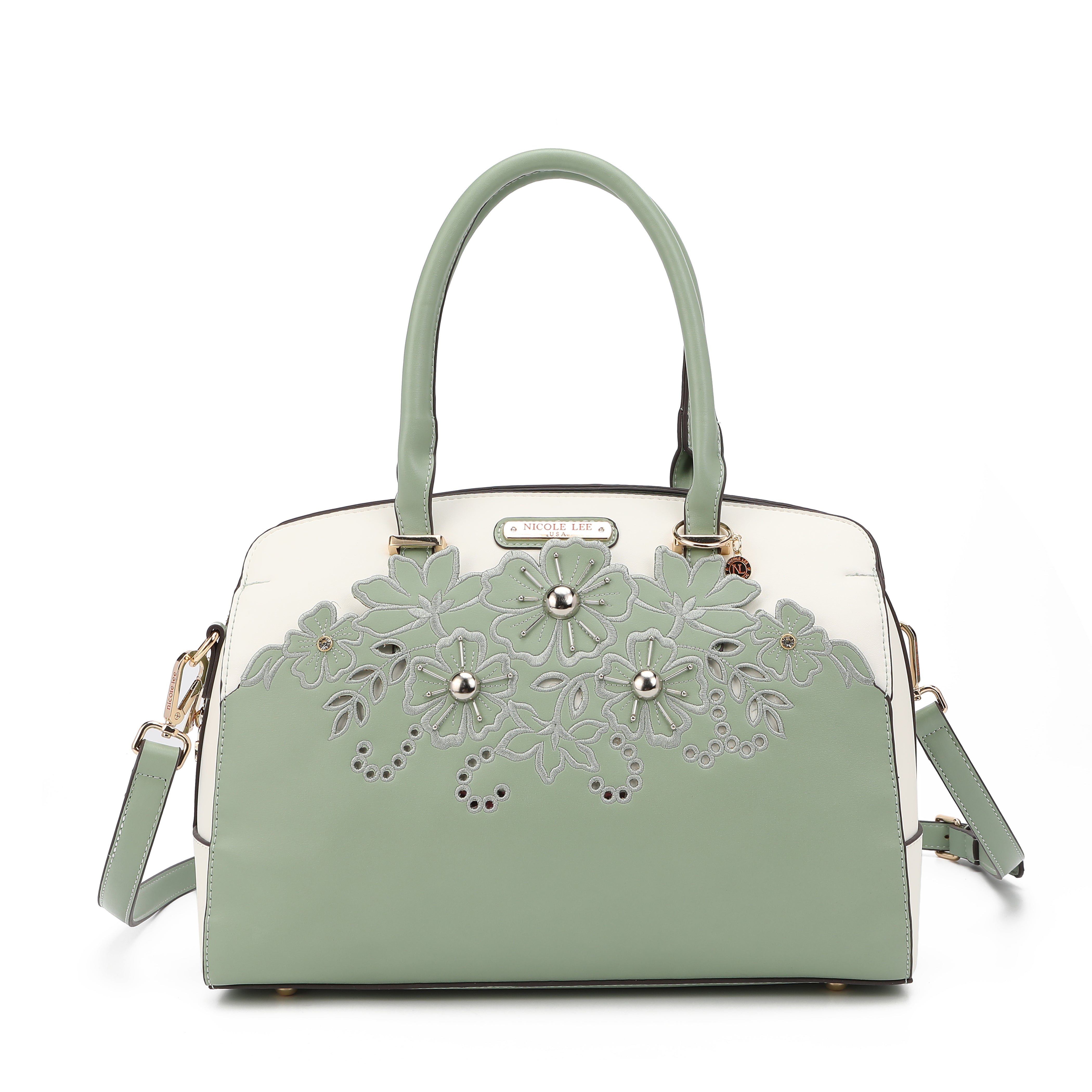 Baultasche mit blumiger Stickerei