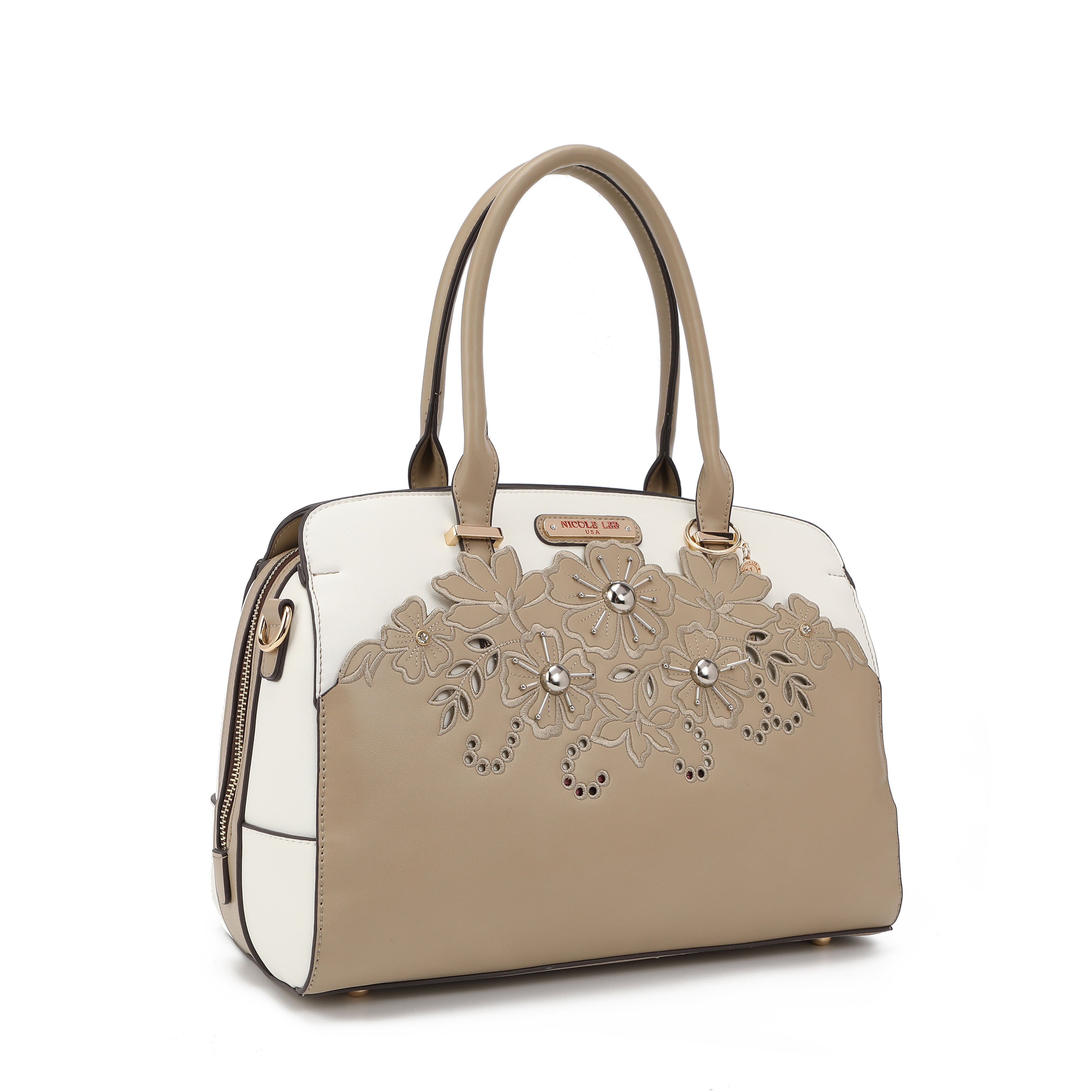 Baultasche mit blumiger Stickerei