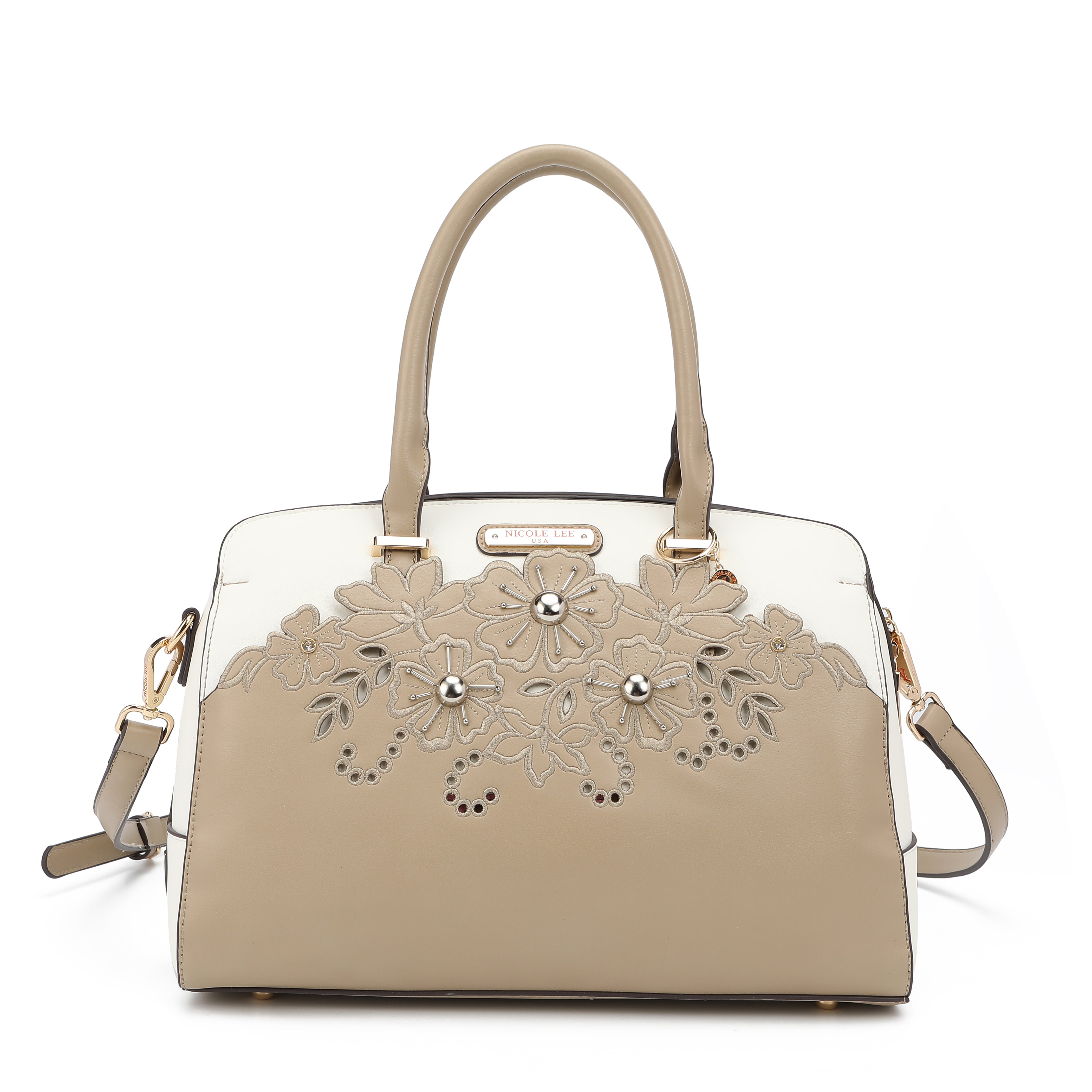 Baultasche mit blumiger Stickerei