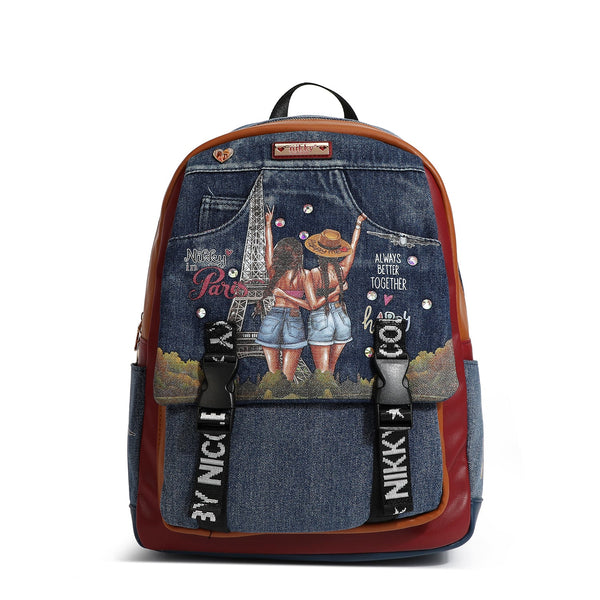 GROSSER RUCKSACK MIT DENIMKLAPPE