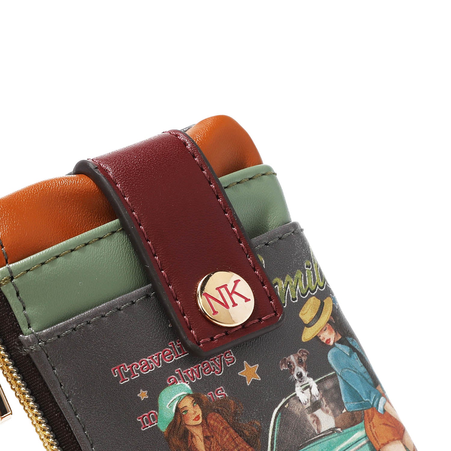 Mini papelão com fechamento de zíper e botão de pressão