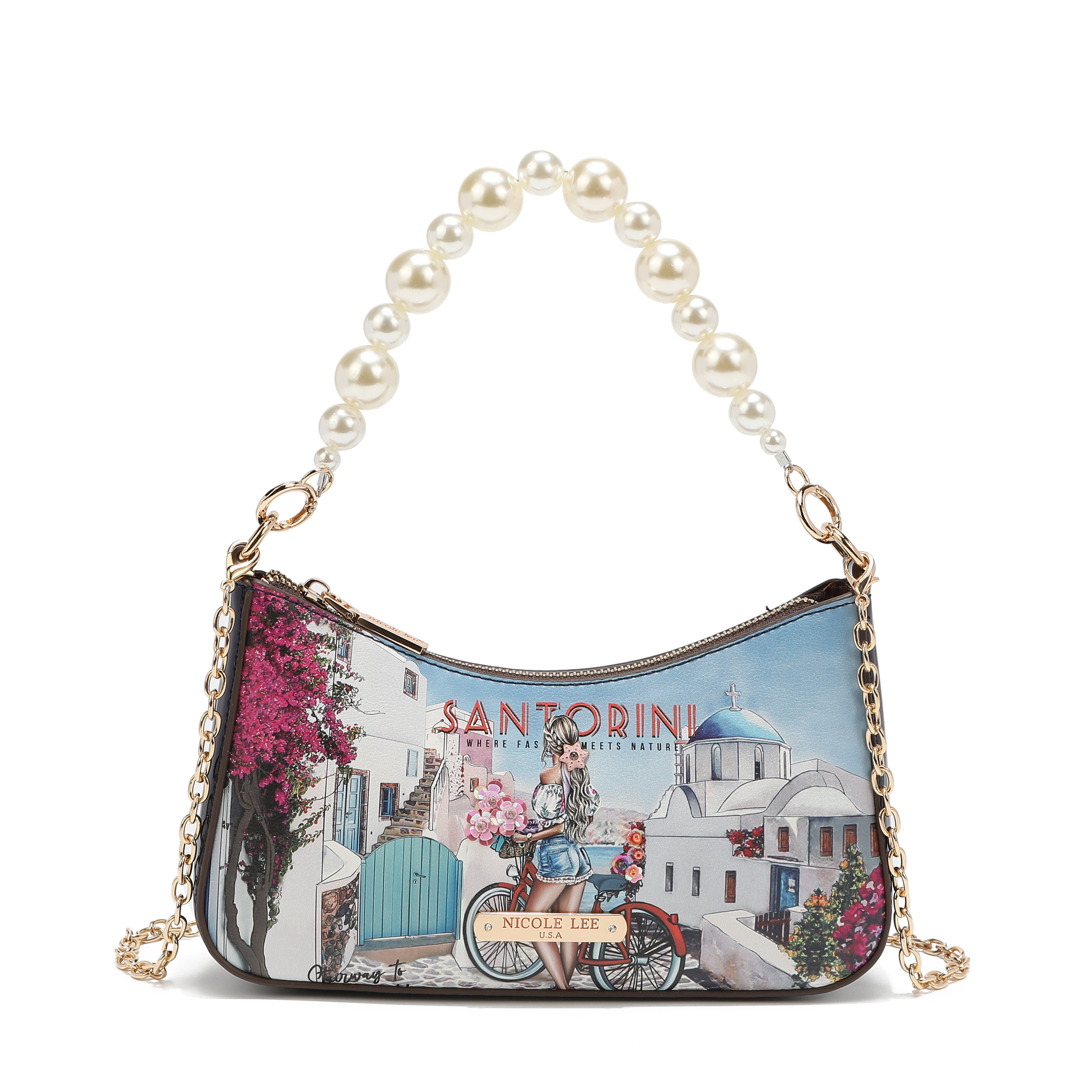 Shoulder bag with pearl handle