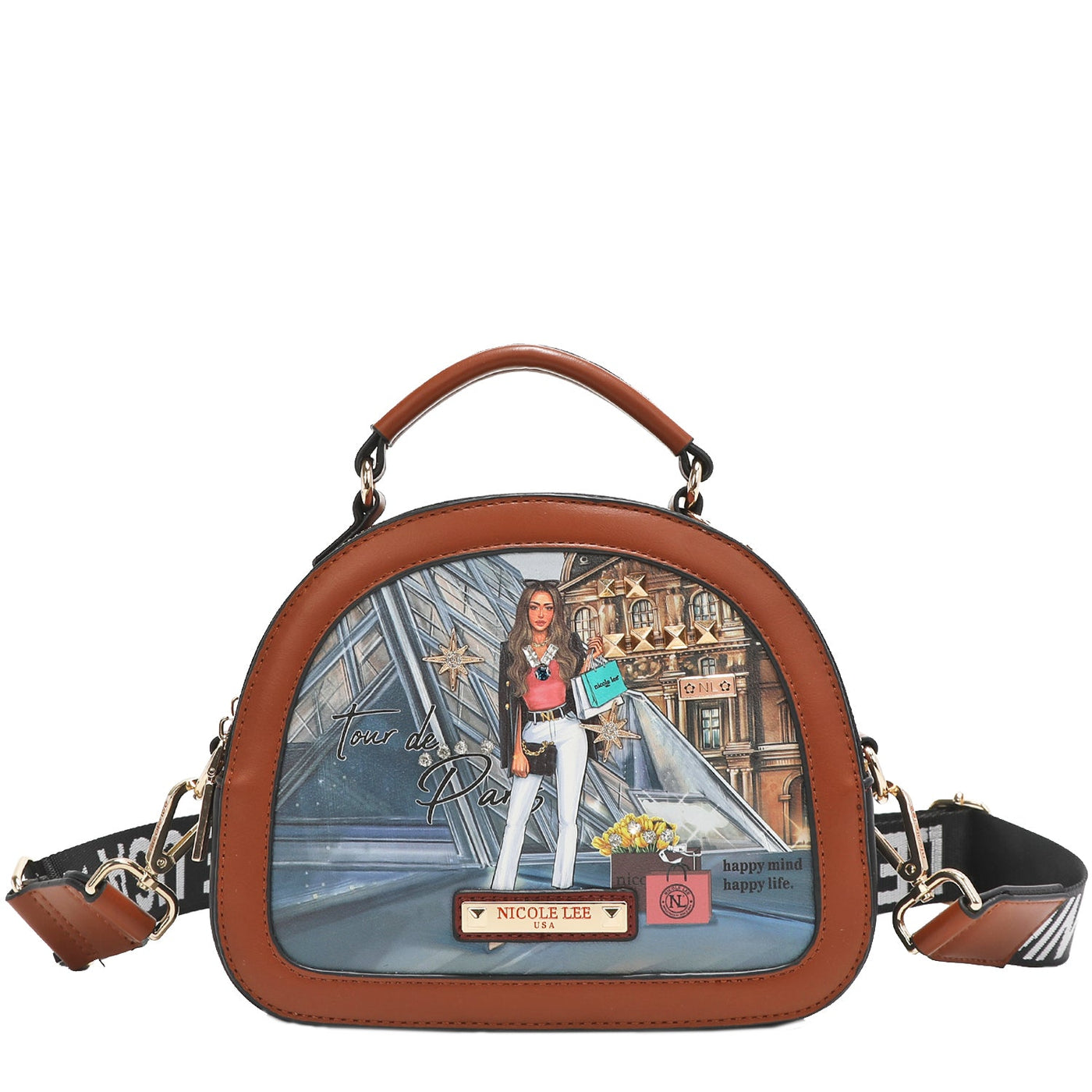 Tour de Paris Small Oval Crossbody, Zip Compartments