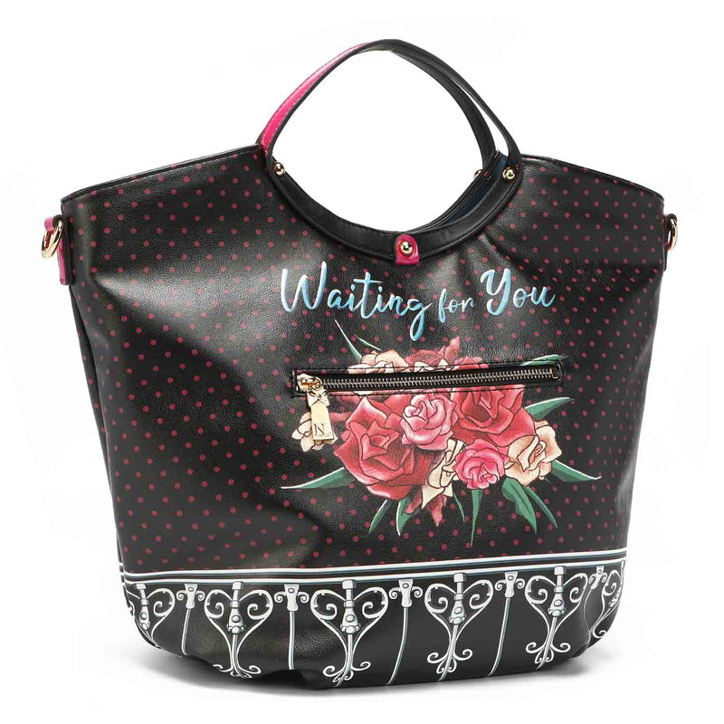 SATCHEL BAG WITH "WAITING FOR YOU" PRINT
